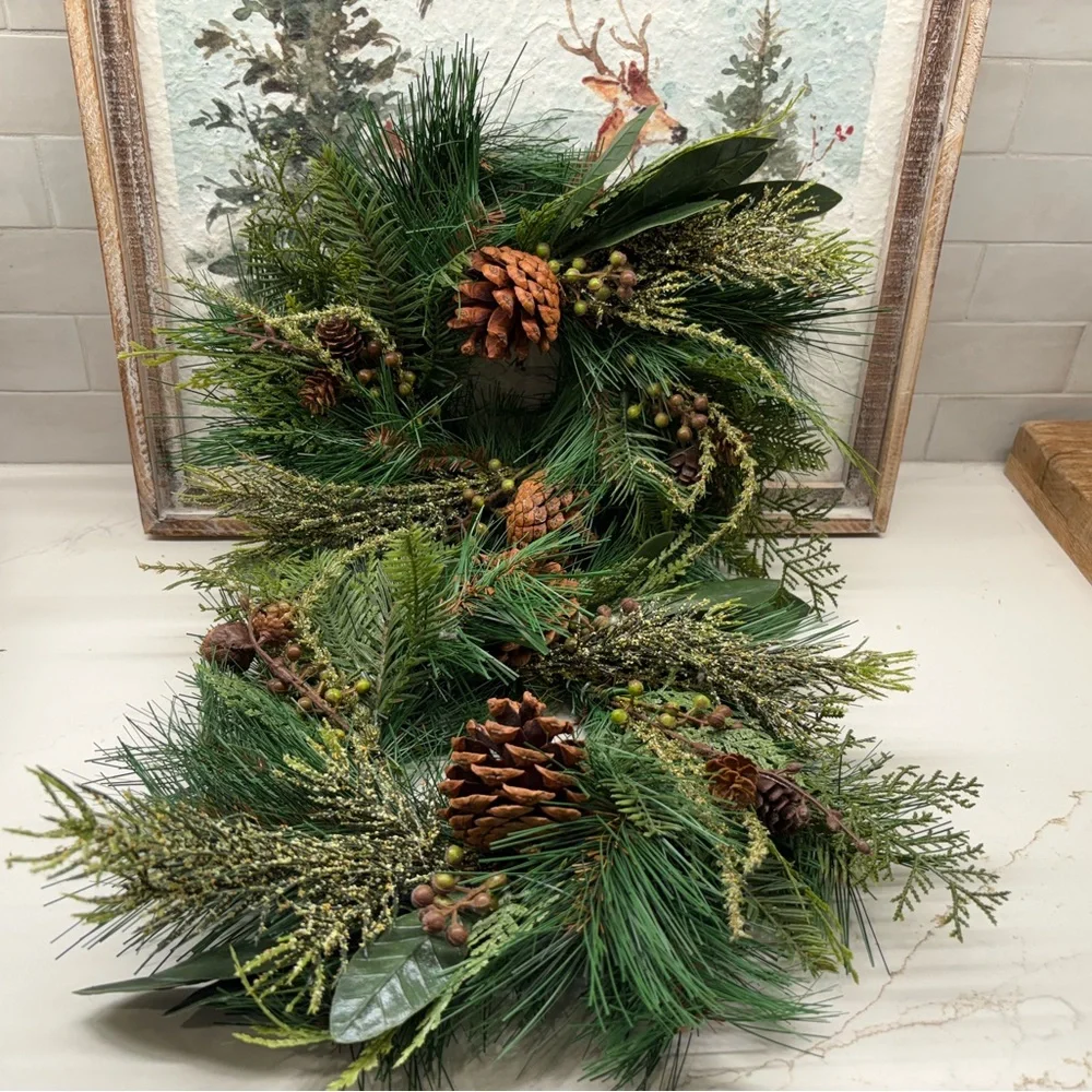 Festive Green Pinecone Holiday Wreath